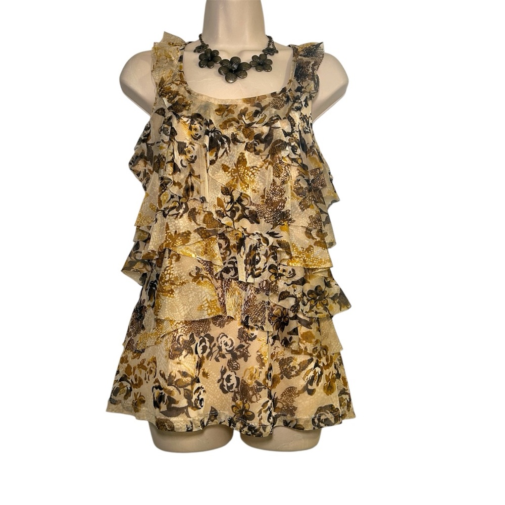 Floral Ruffle Sleeveless Top